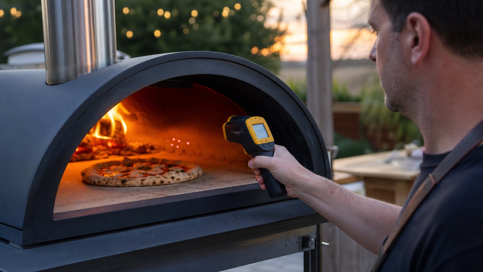 high-temperature infrared thermometer in a clean UK lifestyle scene